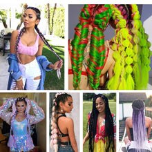 Load image into Gallery viewer, 41 inch Synthetic Braiding Hair 165g Crochet Jumbo Braids Hair Extensions 3pcs/lot Pure Color Orange Red  Yellow Purple