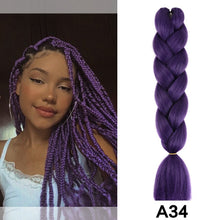 Load image into Gallery viewer, 24'' 100G Synthetic Jumbo Braiding Hair Ombre Rainbow Hair Extensions Festival Jumbo Crochet Hair Weaving Box Braids Hairpieces