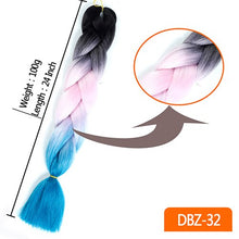 Load image into Gallery viewer, 24inch Synthetic HairPieces Braids Jumbo Hair Extensions Braiding Rainbow Blue Pink Blonde Purple Ombre DreadLock Braid MUMUPI