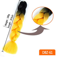 Load image into Gallery viewer, 24inch Synthetic HairPieces Braids Jumbo Hair Extensions Braiding Rainbow Blue Pink Blonde Purple Ombre DreadLock Braid MUMUPI