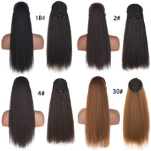 Load image into Gallery viewer, MyDiva Afro Long Straight Puff Ponytail Hair Extension Natural Synthetic Perm Yaki Hairpiece Drawstring Ponytails Elastic Band