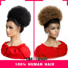 Load image into Gallery viewer, 10inch Afro Puff Hair Bun Drawstring Ponytail Wigs Kinky Curly Human Hair Clip In Extensions Yepei Remy Hair