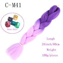 Load image into Gallery viewer, Ombre Jumbo Braids Hair 24inch 100g Synthetic Braiding Hair Crochet Braid Hair Extension  for Women Blond Brown Pink Purple