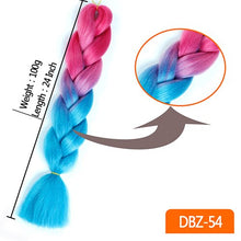 Load image into Gallery viewer, 24inch Synthetic HairPieces Braids Jumbo Hair Extensions Braiding Rainbow Blue Pink Blonde Purple Ombre DreadLock Braid MUMUPI