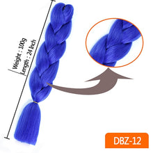 Load image into Gallery viewer, 24inch Synthetic HairPieces Braids Jumbo Hair Extensions Braiding Rainbow Blue Pink Blonde Purple Ombre DreadLock Braid MUMUPI