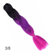 Load image into Gallery viewer, 24Inch Synthetic Long Jumbo Ombre Braiding Hair  For Women Colorful Braids 100g Rainbow Hair Gray  Black Trend Way
