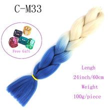 Load image into Gallery viewer, Ombre Jumbo Braids Hair 24inch 100g Synthetic Braiding Hair Crochet Braid Hair Extension  for Women Blond Brown Pink Purple