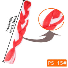 Load image into Gallery viewer, 24inch Synthetic HairPieces Braids Jumbo Hair Extensions Braiding Rainbow Blue Pink Blonde Purple Ombre DreadLock Braid MUMUPI