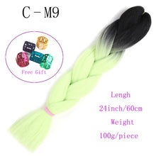 Load image into Gallery viewer, Ombre Jumbo Braids Hair 24inch 100g Synthetic Braiding Hair Crochet Braid Hair Extension  for Women Blond Brown Pink Purple