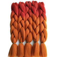 Load image into Gallery viewer, Pervado Hair Burg Brown Grey Ombre Crochet Braiding Hair Extensions One Piece 100g/Pack 24Inch Long Synthetic Jumbo Braids Hair