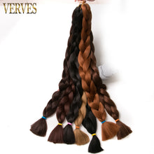 Load image into Gallery viewer, VERVES Braiding Hair One Piece Synthetic 82 Inch Heat Fiber Braid 165g/Piece Black Pure Color Jumbo Braid Hair Extensions