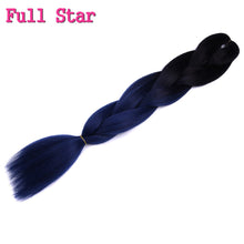 Load image into Gallery viewer, Full Star 24 Inch Synthetic Braiding Hair Jumbo Braids Ombre Jumbo Hair Extension For Women DIY Hair Braids Blue Green Yellow