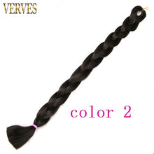 Load image into Gallery viewer, VERVES Braiding Hair One Piece Synthetic 82 Inch Heat Fiber Braid 165g/Piece Black Pure Color Jumbo Braid Hair Extensions