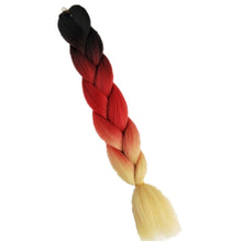 Load image into Gallery viewer, Pervado Hair 1pc 24" 100G/PC Ombre Jumbo Braids Crochet Hair Synthetic Braiding Hair Extension Yaki Bulk Red Green Rasta Color