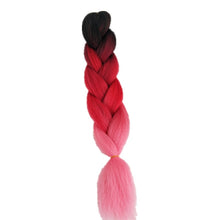 Load image into Gallery viewer, Pervado Hair 1pc 24" 100G/PC Ombre Jumbo Braids Crochet Hair Synthetic Braiding Hair Extension Yaki Bulk Red Green Rasta Color