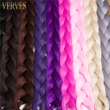 Load image into Gallery viewer, VERVES Braiding Hair One Piece Synthetic 82 Inch Heat Fiber Braid 165g/Piece Black Pure Color Jumbo Braid Hair Extensions