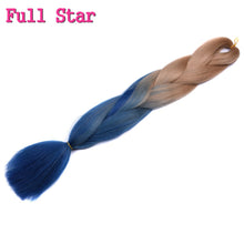 Load image into Gallery viewer, Full Star 24 Inch Synthetic Braiding Hair Jumbo Braids Ombre Jumbo Hair Extension For Women DIY Hair Braids Blue Green Yellow
