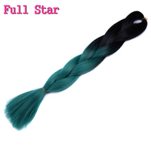Load image into Gallery viewer, Full Star 24 Inch Synthetic Braiding Hair Jumbo Braids Ombre Jumbo Hair Extension For Women DIY Hair Braids Blue Green Yellow