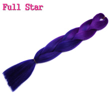 Load image into Gallery viewer, Full Star 24 Inch Synthetic Braiding Hair Jumbo Braids Ombre Jumbo Hair Extension For Women DIY Hair Braids Blue Green Yellow