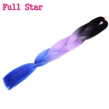 Load image into Gallery viewer, Full Star 24 Inch Synthetic Braiding Hair Jumbo Braids Ombre Jumbo Hair Extension For Women DIY Hair Braids Blue Green Yellow