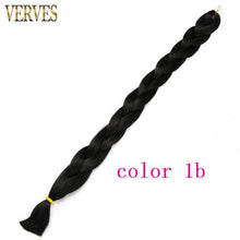 Load image into Gallery viewer, VERVES Braiding Hair One Piece Synthetic 82 Inch Heat Fiber Braid 165g/Piece Black Pure Color Jumbo Braid Hair Extensions