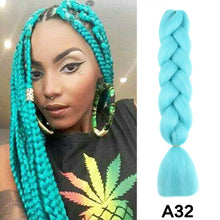 Load image into Gallery viewer, 24'' 100G Synthetic Jumbo Braiding Hair Ombre Rainbow Hair Extensions Festival Jumbo Crochet Hair Weaving Box Braids Hairpieces