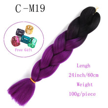 Load image into Gallery viewer, Ombre Jumbo Braids Hair 24inch 100g Synthetic Braiding Hair Crochet Braid Hair Extension  for Women Blond Brown Pink Purple