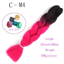Load image into Gallery viewer, Ombre Jumbo Braids Hair 24inch 100g Synthetic Braiding Hair Crochet Braid Hair Extension  for Women Blond Brown Pink Purple