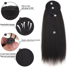 Load image into Gallery viewer, MyDiva Afro Long Straight Puff Ponytail Hair Extension Natural Synthetic Perm Yaki Hairpiece Drawstring Ponytails Elastic Band