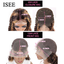 Load image into Gallery viewer, ISEE HAIR Honey Highlight Wig Human Hair Wigs 4/27 Ombre Curly 13x4 Lace Frontal Wigs Peruvian Kinky Curly Lace Closure Wigs