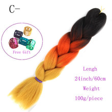 Load image into Gallery viewer, Ombre Jumbo Braids Hair 24inch 100g Synthetic Braiding Hair Crochet Braid Hair Extension  for Women Blond Brown Pink Purple