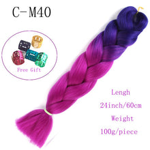 Load image into Gallery viewer, Ombre Jumbo Braids Hair 24inch 100g Synthetic Braiding Hair Crochet Braid Hair Extension  for Women Blond Brown Pink Purple