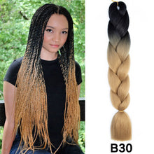 Load image into Gallery viewer, 24'' 100G Synthetic Jumbo Braiding Hair Ombre Rainbow Hair Extensions Festival Jumbo Crochet Hair Weaving Box Braids Hairpieces