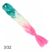 Load image into Gallery viewer, 24Inch Synthetic Long Jumbo Ombre Braiding Hair  For Women Colorful Braids 100g Rainbow Hair Gray  Black Trend Way