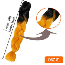 Load image into Gallery viewer, 24inch Synthetic HairPieces Braids Jumbo Hair Extensions Braiding Rainbow Blue Pink Blonde Purple Ombre DreadLock Braid MUMUPI