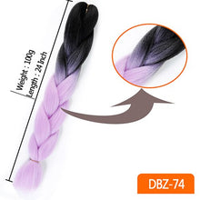 Load image into Gallery viewer, 24inch Synthetic HairPieces Braids Jumbo Hair Extensions Braiding Rainbow Blue Pink Blonde Purple Ombre DreadLock Braid MUMUPI