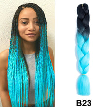Load image into Gallery viewer, 24'' 100G Synthetic Jumbo Braiding Hair Ombre Rainbow Hair Extensions Festival Jumbo Crochet Hair Weaving Box Braids Hairpieces