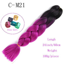 Load image into Gallery viewer, Ombre Jumbo Braids Hair 24inch 100g Synthetic Braiding Hair Crochet Braid Hair Extension  for Women Blond Brown Pink Purple