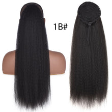 Load image into Gallery viewer, MyDiva Afro Long Straight Puff Ponytail Hair Extension Natural Synthetic Perm Yaki Hairpiece Drawstring Ponytails Elastic Band