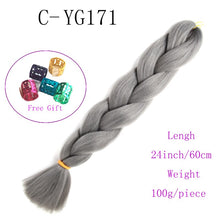 Load image into Gallery viewer, Ombre Jumbo Braids Hair 24inch 100g Synthetic Braiding Hair Crochet Braid Hair Extension  for Women Blond Brown Pink Purple
