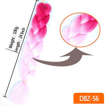 Load image into Gallery viewer, 24inch Synthetic HairPieces Braids Jumbo Hair Extensions Braiding Rainbow Blue Pink Blonde Purple Ombre DreadLock Braid MUMUPI