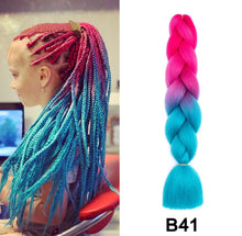 Load image into Gallery viewer, 24'' 100G Synthetic Jumbo Braiding Hair Ombre Rainbow Hair Extensions Festival Jumbo Crochet Hair Weaving Box Braids Hairpieces