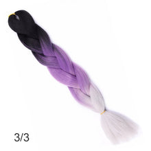 Load image into Gallery viewer, 24Inch Synthetic Long Jumbo Ombre Braiding Hair  For Women Colorful Braids 100g Rainbow Hair Gray  Black Trend Way