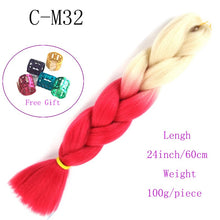 Load image into Gallery viewer, Ombre Jumbo Braids Hair 24inch 100g Synthetic Braiding Hair Crochet Braid Hair Extension  for Women Blond Brown Pink Purple