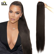 Load image into Gallery viewer, BOL 32Inch Long Kinky Curly Ponytail Hair Extensions Human Hair Feeling Synthetic Drawstring Ponytail Soft and Natural for Women
