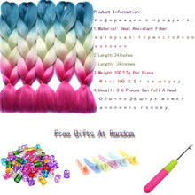 Load image into Gallery viewer, Chorliss Long  Jumbo Braids Ombre Braiding Hair Bundles Synthetic Hair Extensions Crochet Braids Natural Blue Pink Purple Blonde