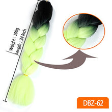 Load image into Gallery viewer, 24inch Synthetic HairPieces Braids Jumbo Hair Extensions Braiding Rainbow Blue Pink Blonde Purple Ombre DreadLock Braid MUMUPI