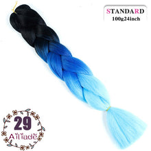 Load image into Gallery viewer, AILIADE 24 inch Jumbo Braids Long Ombre Synthetic High Temperature Braiding Kanekalon Hair Extensions African White Black Women