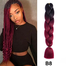 Load image into Gallery viewer, 24'' 100G Synthetic Jumbo Braiding Hair Ombre Rainbow Hair Extensions Festival Jumbo Crochet Hair Weaving Box Braids Hairpieces