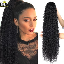 Load image into Gallery viewer, BOL 32Inch Long Kinky Curly Ponytail Hair Extensions Human Hair Feeling Synthetic Drawstring Ponytail Soft and Natural for Women